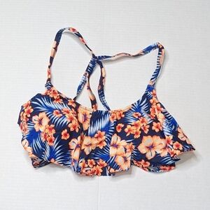 Victoria's Secret Pink Blue Orange Tropical Bikini Top Size Large
